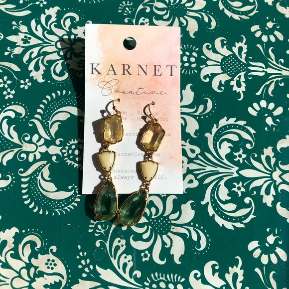 SOLD Stella & Dot Pippa Stone Green Trend Earring - Picture 2 of 4